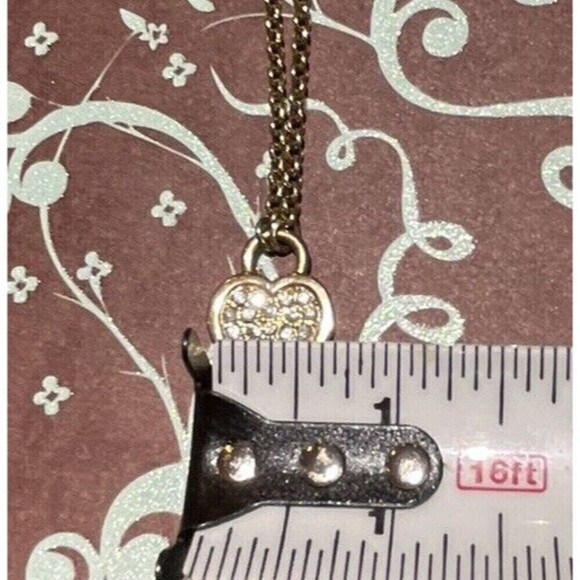 Vintage AAI Gold Tone Rhinestone Filled Heart Pendant Necklace Glam Coquette - Picture 6 of 6